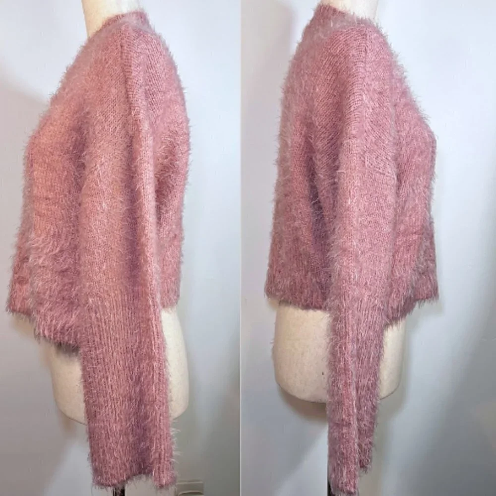 BB DAKOTA Feelin' Lashy Eyelash Cable Knit Sweater Rose Quartz Size XS